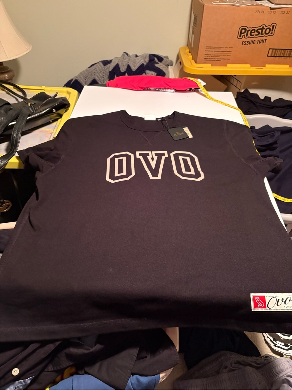 OVO Black Short Sleeve Tee with White Outline Logo
